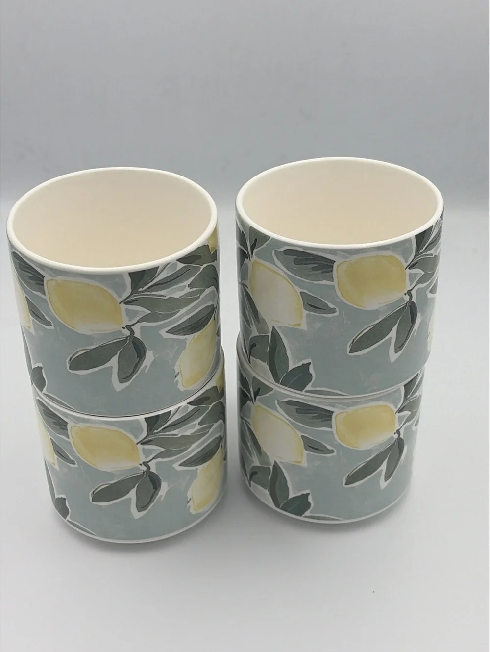 Pottery Barn Lot of 4 Coffee Mugs Rebecca Atwood Lemon Stoneware Cups